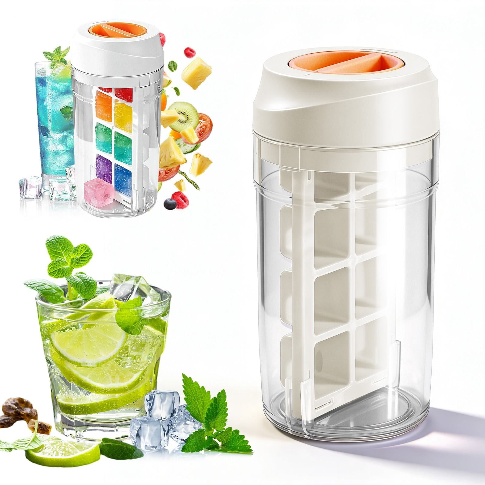 Ice Cube Tray with Lid - 8 Compartment, Spill Proof, 500ml Large ...