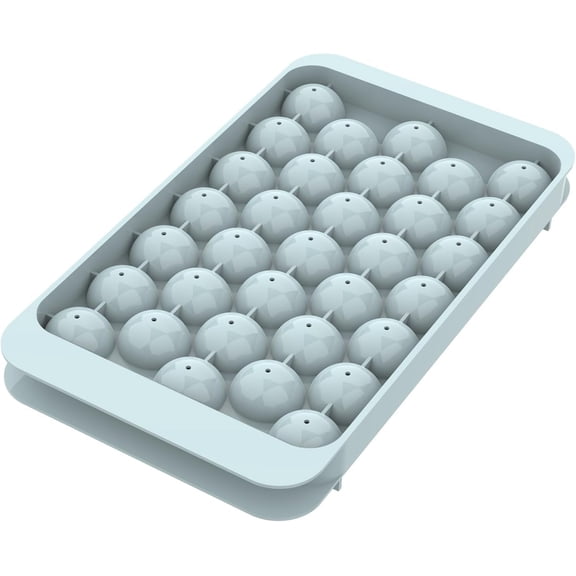 Ice Cube Tray with Lid - Round Ice Tray for Freezer with Lid - Ice Cube Trays for Freezer (One Tray Only)