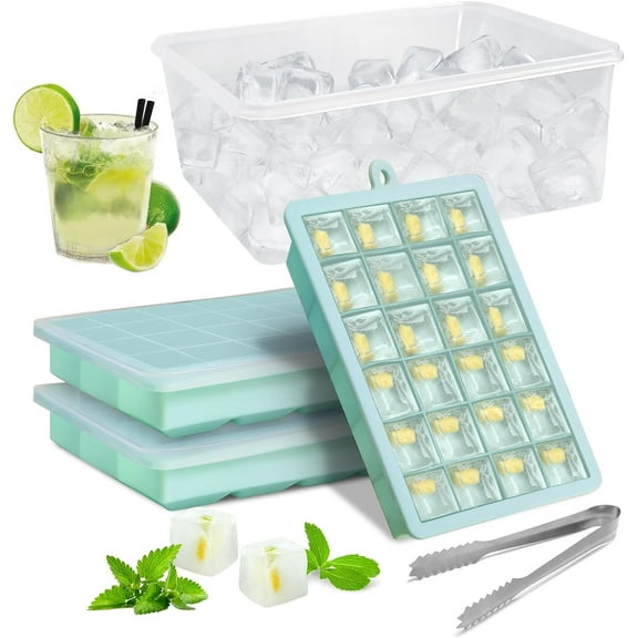 Ice Cube Tray with Lid Silicone Ice Cube Mold 3 Pack Easy Release Flexible Ice Moulds for Freezer BPA Free FDA Approved (Black)