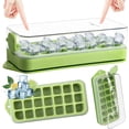 thumbnail image 1 of Ice Cube Tray with Lid and Bin, 21 Pcs Ice Cubes Mold for Freezer Easy Release, Quick Filling Without Touching, Green, 1 of 5