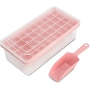 Ice Cube Tray with Lid and Bin | 36 Nugget Silicone Ice Tray for Freezer | with Ice Container, Scoop and Cover | Good Size Ice Bucket