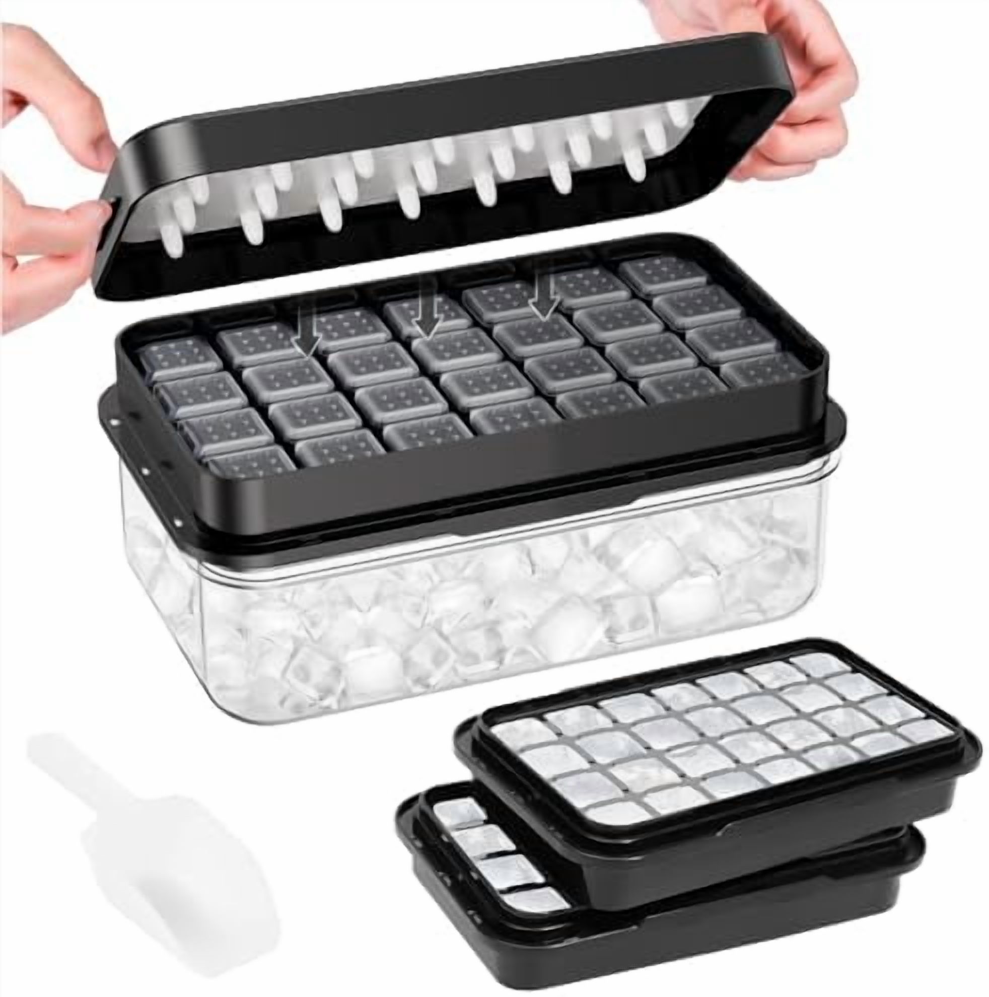 Ice Cube Tray with Lid and Bin, 56 pcs Ice Trays for Freezer, Ice Cube ...
