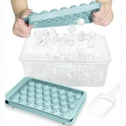 Ice Cube Tray with Lid and Bin - Round Ice Trays for Freezer with Lid - Ice Cube Trays for Freezer with Ice Container 0.8-2PACK Blue