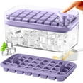 thumbnail image 1 of Ice Cube Tray with Lid and Bin for Freezer, 2 Pack, 64 Pcs Ice Cube Mold (Purple), 1 of 5