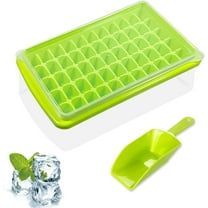 Ice Cube Tray with Lid and Bin for Freezer,55 Nugget Ice Tray with Storage Bin, Scoop, Ice Cube Molds for Cocktails, Whisky, Drinks, Cola(Green)