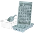 thumbnail image 1 of Ice Cube Tray with Lid and Freezer Storage Bin - Molds BPA Free Container | Scoop Easy Removable Bucket Large Mold Maker, Light Blue, 1 of 5