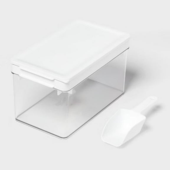 Ice Cube Tray with Lidded Bin and Scoop