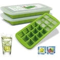 thumbnail image 1 of Ice Cube Trays 2 Pack, Easy-Release Silicone & Flexible 21-Ice Trays with Removable Lid Food Grade Ice Tray for Whiskey, Cocktail, Spirits Drinks, Ice Cube Molds BPA Free (Green, 2Pack), 1 of 5