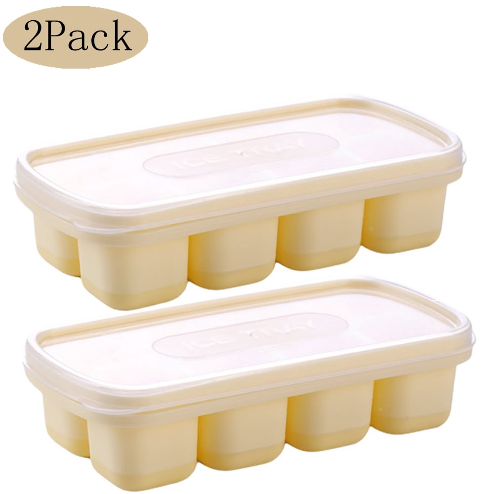 Ice Cube Trays 2 Pack, Silicone & Flexible 8-Ice Cube Trays with Spill ...