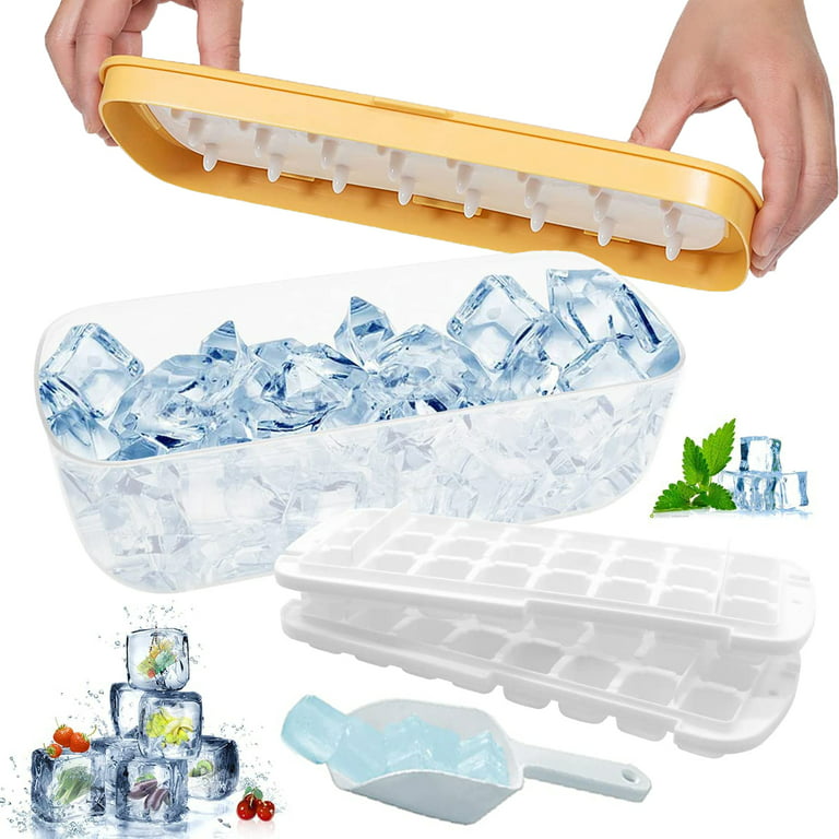 Ice Cube Trays for Freezer in Home, Two Trays with Lid and Storage
