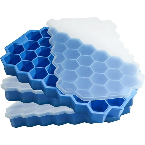 Ice Cube Trays for Freezer with Lid-37 Grid Silicone Ice Cube Molds Ice Maker Ice Pack for Ice Tea, Easy-Release Reusable Ice Cube in Mini Fridge or Ice Bucket for Cocktail bar or Iced Coffee Cup