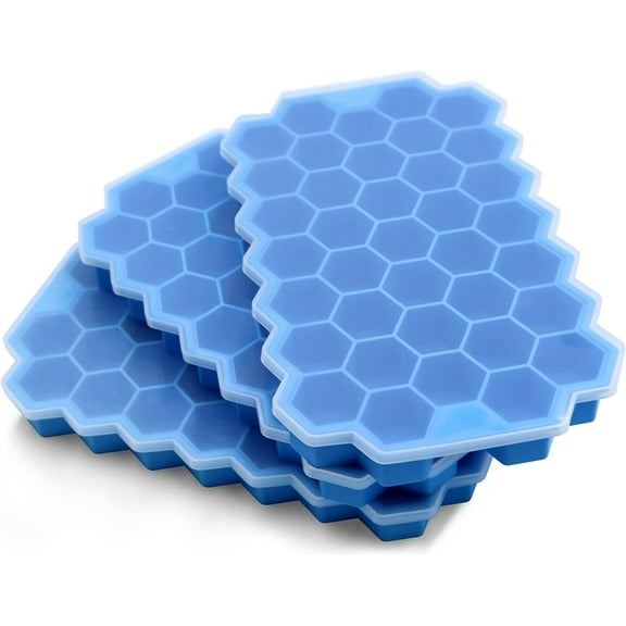 Ice Cube Trays for Freezer with Lid-37 Grid Silicone for Small Ice Cube Molds,Easy-Release Reusable in Organizer Bins or Ice Bucket for Cocktail bar or Iced Coffee Cup