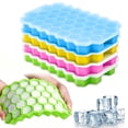 thumbnail image 1 of Ice Cube Trays for Freezer, Silicone Ice Cube Mold, Ice Cube Tray with Lid, Honeycomb Shaped Silicone Ice Mold, Yellow 37-Grid Flexible Silicone Ice Tray with Sealed Lid, 1 of 9