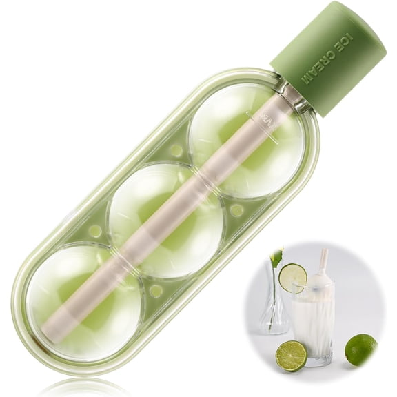 Ice Cube Trays For Freezer, Silicone Ice Cube Molds, Leakproof Straw Insert Design & Food Safe Silicone Plug, Reusable Dishwasher Friendly Round Ice Maker for Whiskey Cocktails Coffee Beverages