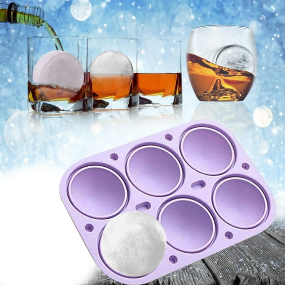 Ice Cube Trays Ice-Ball-Molds (Set of 2) - Silicone Sphere Ice Ball Maker with Lid & Large Square Molds for Whiskey, Cocktail & Brandy