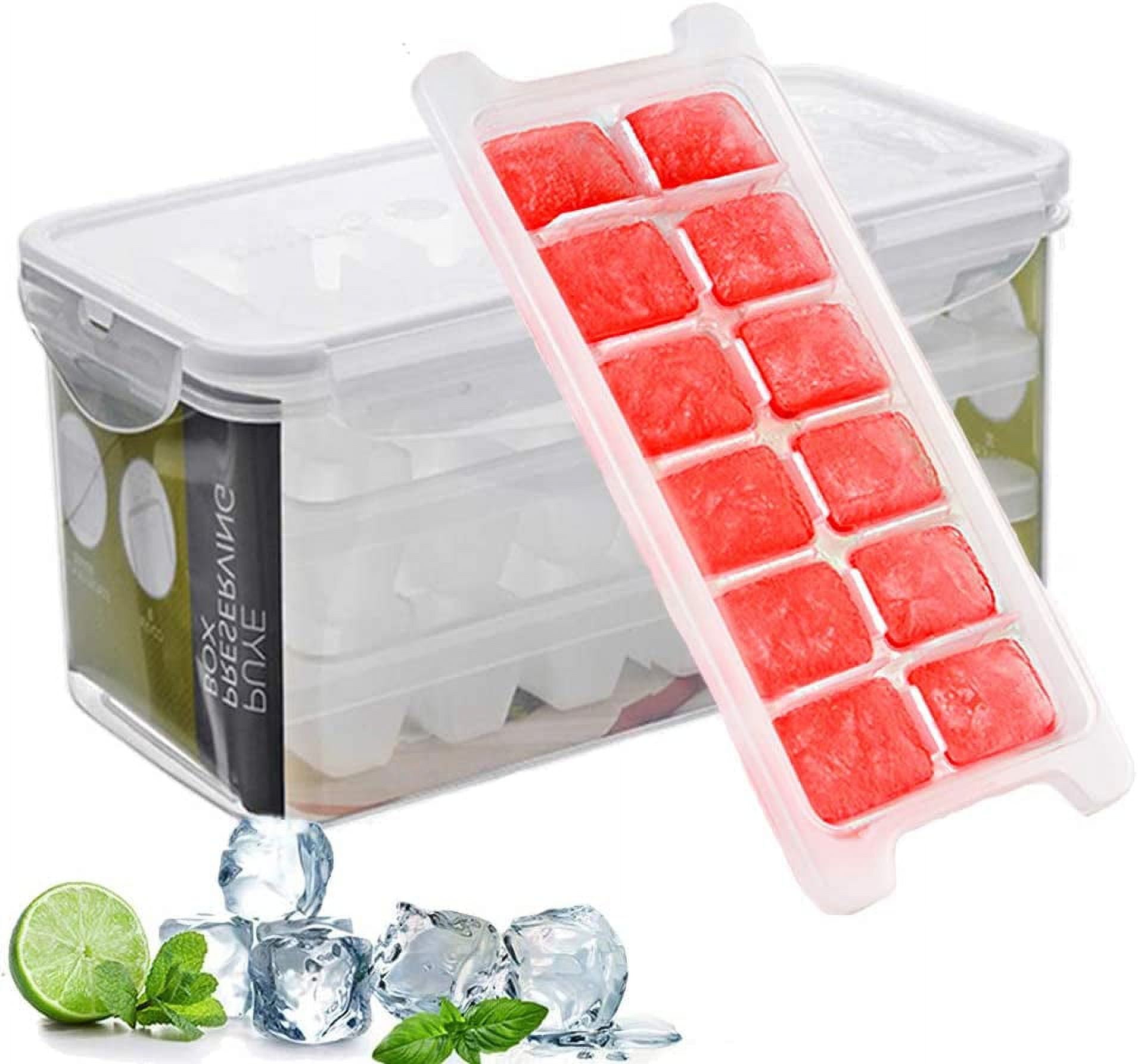 Ice Box Rivets Container Ice Cube Trays and Ice Cube Storage Container Set With Airtight Locking ...