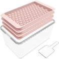 thumbnail image 1 of Ice Cube Trays with Lid and Bin (3 Pack), 0.45IN Sphere Ice Cube Mold with Scoop, Space-Saving Ice Trays for Mini Fridge Freezer Making Sphere Ice Balls for Coffee Cocktail&Juice(pink), 1 of 5