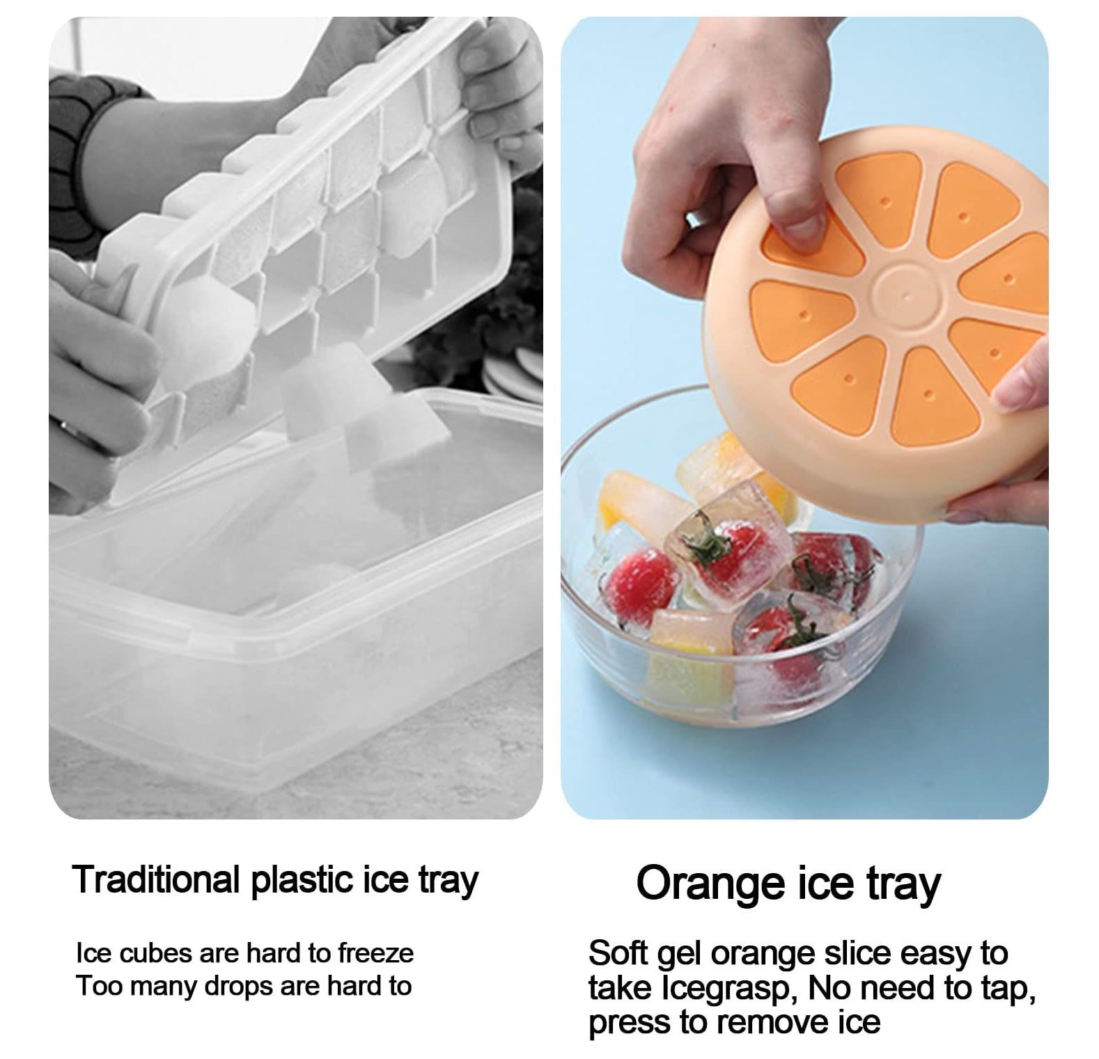 Ice Cube Trays, Silicone Ice Tray with Removable Lid Easy Release