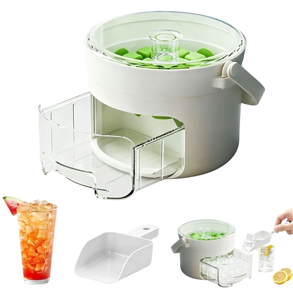 Ice Cube Trays with Storage Bin, Clear Double-Layer Ice Maker, Press Release Freezer Tray with Lid Handle, Large Capacity Ice Container for Home Bar Drinks
