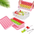 thumbnail image 1 of Ice Cube Trays for Freezer, 2X Round Ice Molds Cube Ball Maker with Bin Spoon Tong – Making 66pcs Pellet Ice Trays Fancy Icecubetrayes (Pink), 1 of 5