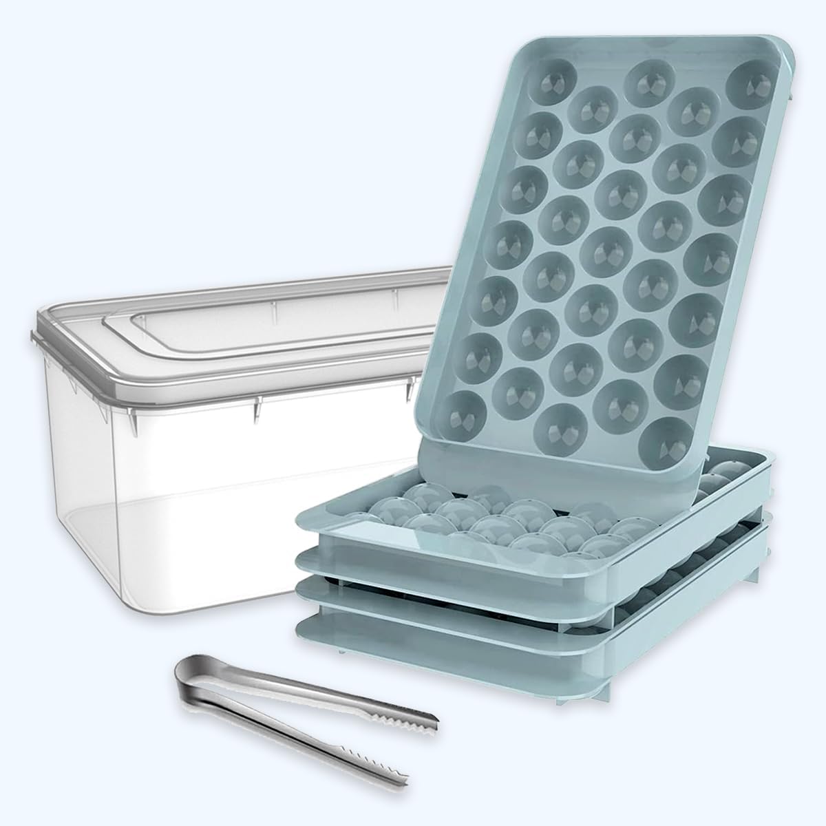 Ice Cube Trays with Lid and Bin Easy Release, Fast Freezing BPA