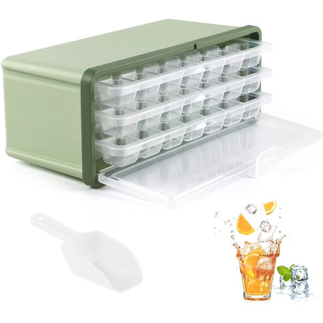 Ice Cube Trays with Lid and Bin, GAITON 63 Mini Ice Cube Trays with