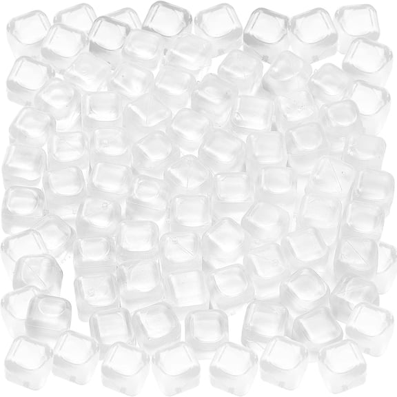 Ice Cubes, 60 count Plastic Ice Cubes, Square, White | Rezable Ice Cubes, Non-Diluting, Washable, Quick Frozen, Purified Water Filled for Drinks,