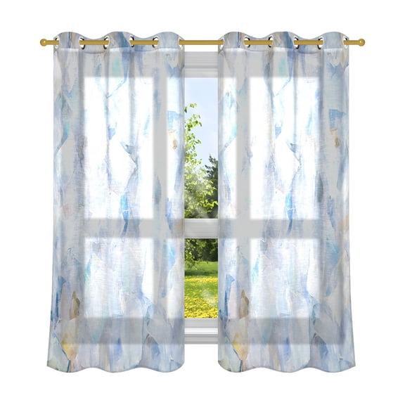 Ice Cubes Breathable Sheer Curtains 63x52in Soft Light Filtering, UV Protection and Thermal Insulation