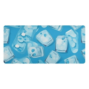 Ice Cubes Desk Mats Large Mouse Pad Long Keyboard Computer Rubber Base Non-Slip Mats Accessories Decor for Office Home 16.5"x35.4"