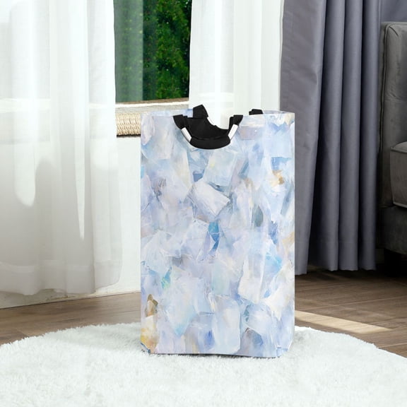 Ice Cubes Foldable Laundry Hamper 12.6x11x22.7in with Handles for Bathroom Bedroom Storage