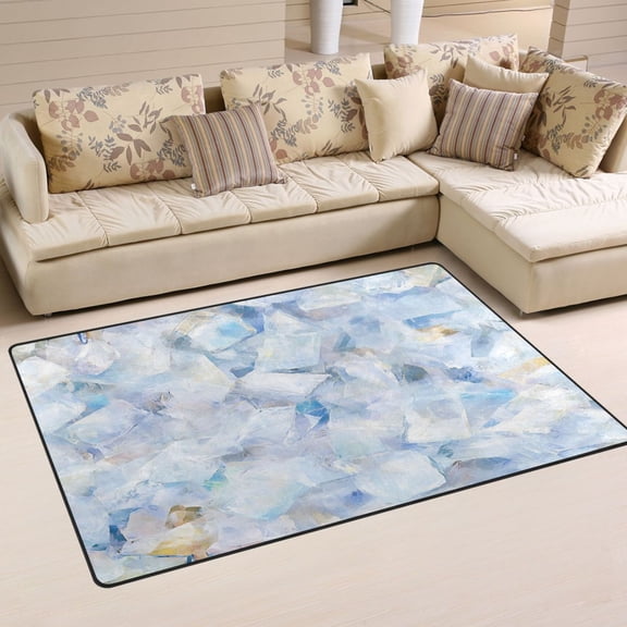 Ice Cubes Soft Polyester Area Rug 31''x20'', Non Slip, Memory Foam, Water Absorbent