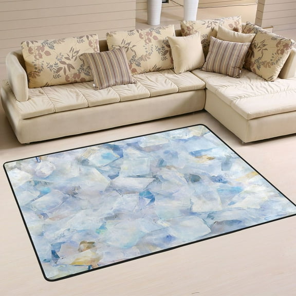 Ice Cubes Soft Polyester Area Rug 36''x24'', Non Slip, Memory Foam, Water Absorbent
