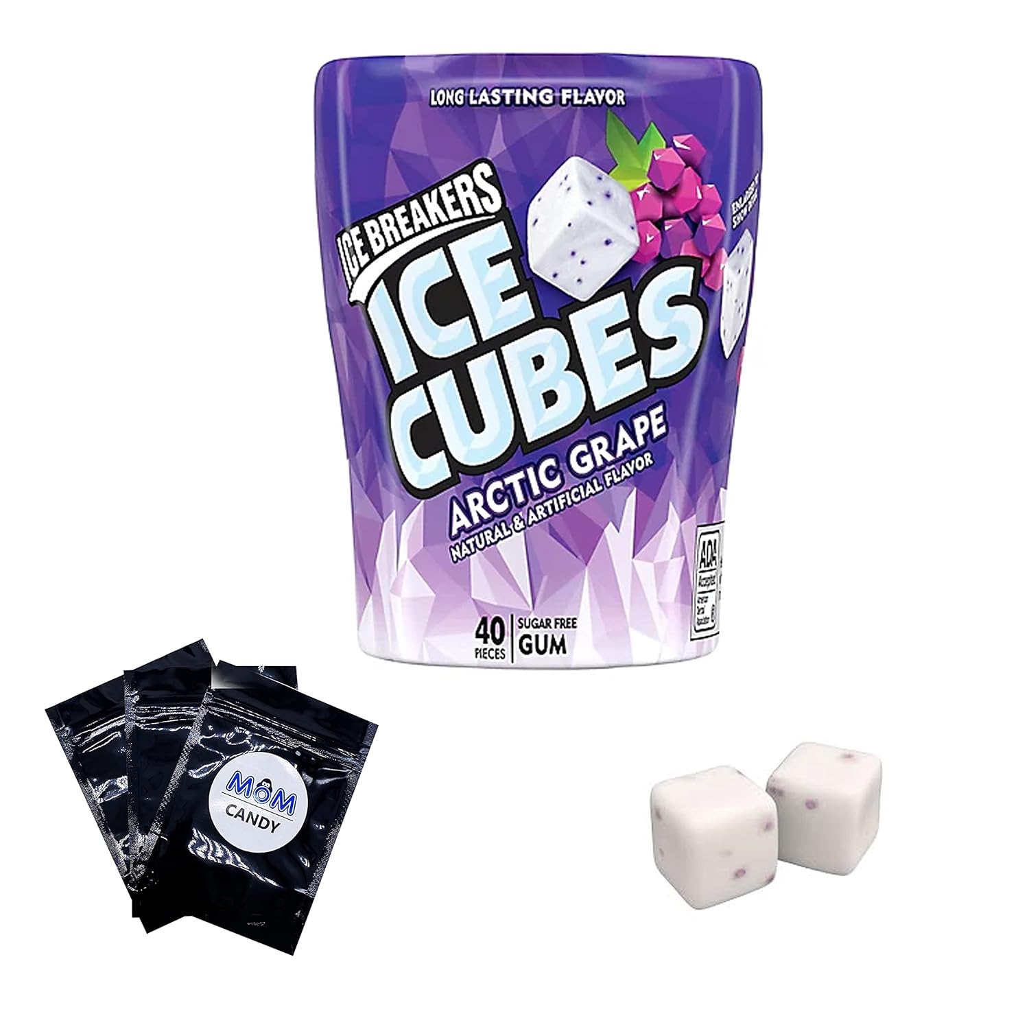 Ice Cubes Sugar Gum, Arcic Grape Ice Cubes Gum, 40 C Bole 2 Pack