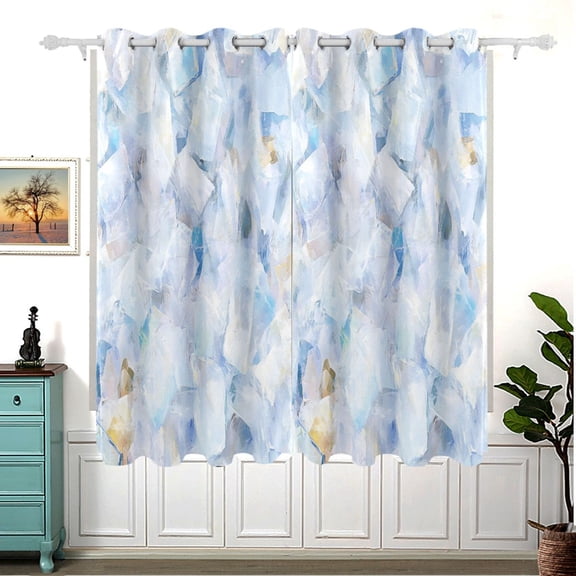 Ice Cubes Thermal Blackout Curtains 63x55 Inch 2 Panels Grommet Window Drapes for Bedroom Living Room