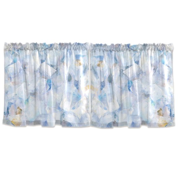 Ice Cubes Tier Curtains for Kitchen 57x36 Inch Semi Sheer Light Filtering Half Window Curtains 2 Panels