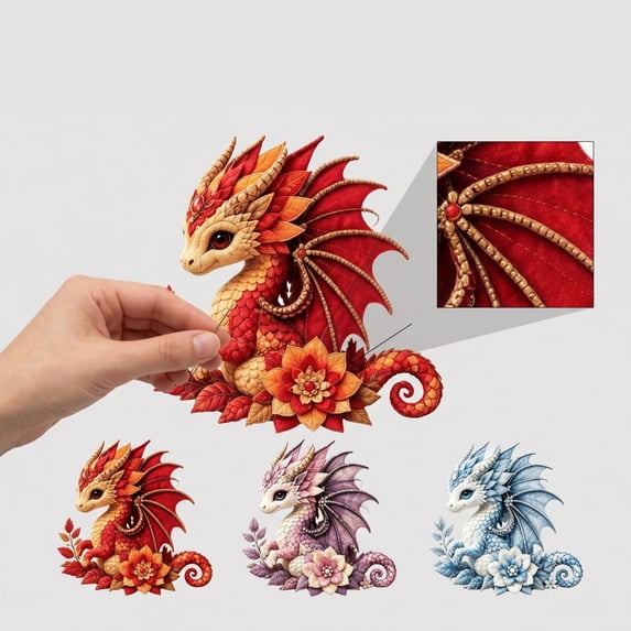 Ice Dragon DIY Patchwork Sewing Kit, Fantasy Animal Craft Set with Pre-Cut Fabric & Instructions, All Supplies Included for Beginners