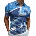 thumbnail image 1 of Ice Dragon Men Zipper T-shirt Summer Casual Short Sleeve T-shirt Top, 1 of 7