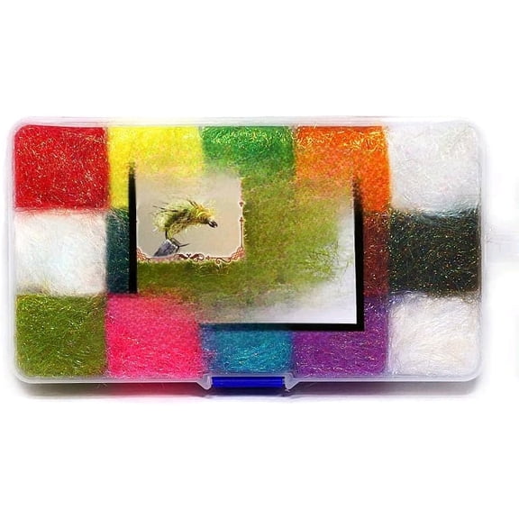 Ice Dub Dispenser 15 Colors Assorted Fiber Fly Tying Dubbing Nymph Fly Tying Materials