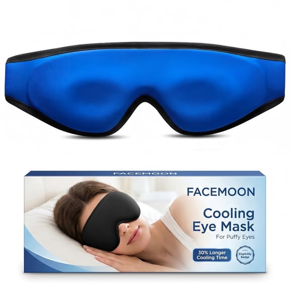 FACEMOON Ice Eye Mask, Gel Cold Compress for Puffy Eyes, Dark Circles, Sinus Pressure & Eye Strain Relief, Contoured Reusable Therapy, Fits All Head Sizes