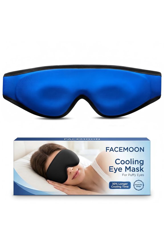 Ice Eye Mask, Gel Cold Compress for Puffy Eyes, Dark Circles, Sinus Pressure & Eye Strain Relief, Contoured Reusable Therapy, Fits All Head Sizes