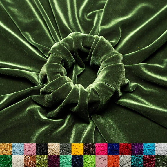 Ice Fabric 60" Polyester Spandex Stretch Velvet Crafts Fabric, Dark Olive Green