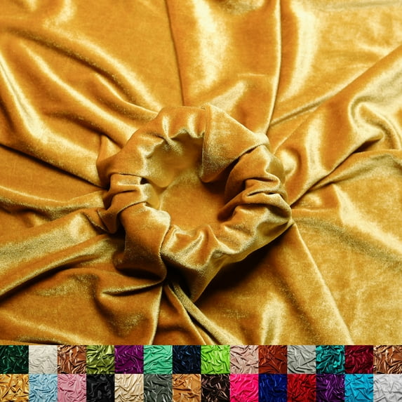 Ice Fabric Stretch Velvet Fabric by the Yard - 60" Wide Soft Stretchy Fabric for Sewing Clothes, Apparel, Costume, Crafts - 90% Polyester 10% Spandex - Antique Gold - 15 Yards