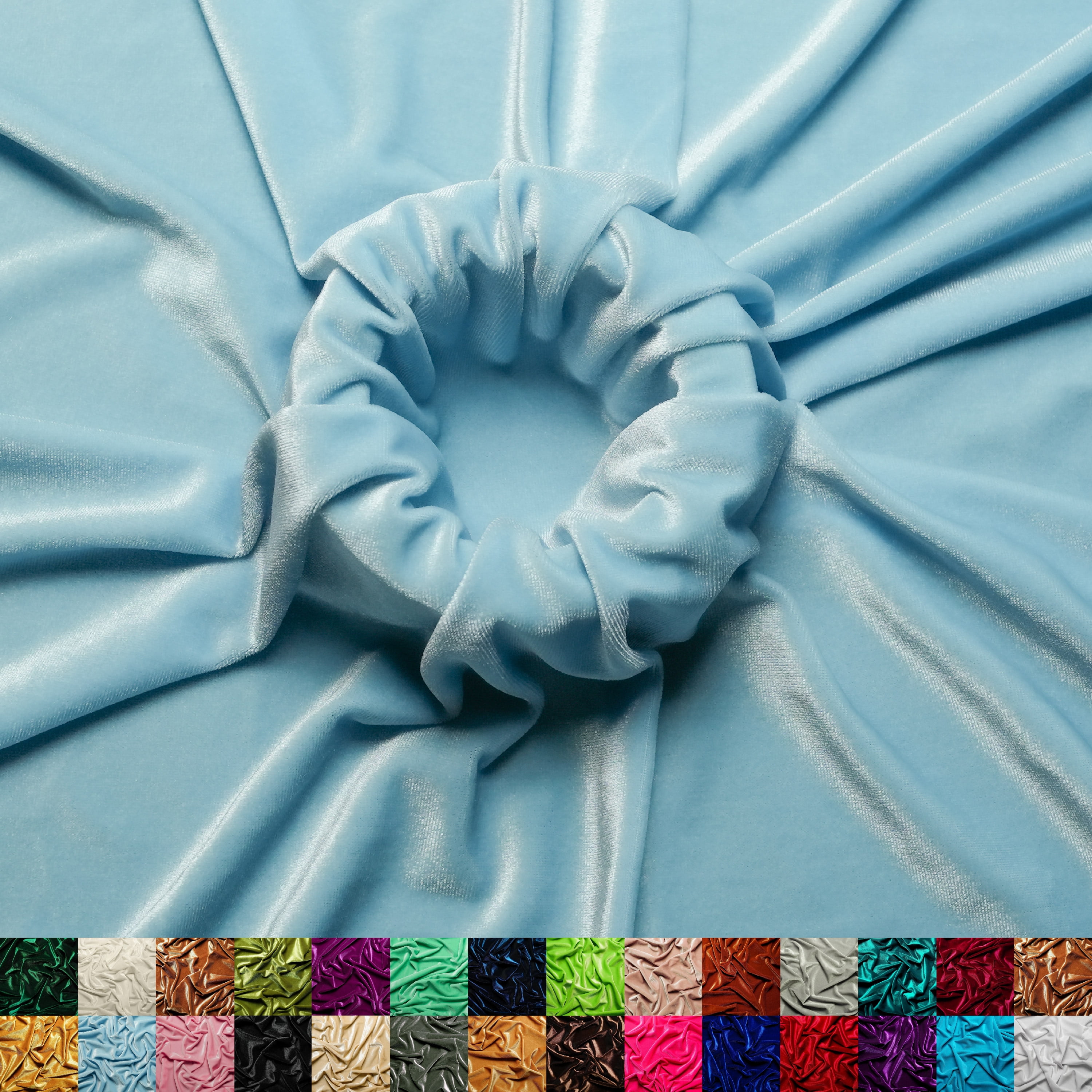 Ice Fabric Stretch Velvet Fabric by the Yard - 60" Wide Soft Stretchy Fabric for Sewing Clothes, Apparel, Costume, Crafts - 90% Polyester 10% Spandex - Baby Blue - 6 Yards