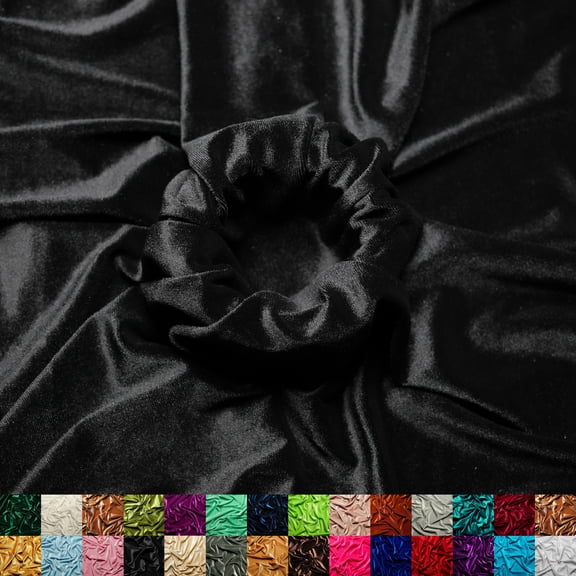 Ice Fabric Stretch Velvet Fabric by the Yard - 60" Wide Soft Stretchy Fabric for Sewing Clothes, Apparel, Costume, Crafts - 90% Polyester 10% Spandex - Black - 50 Yards