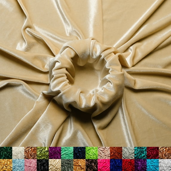Ice Fabric Stretch Velvet Fabric by the Yard - 60" Wide Soft Stretchy Fabric for Sewing Clothes, Apparel, Costume, Crafts - 90% Polyester 10% Spandex - Champagne - 15 Yards