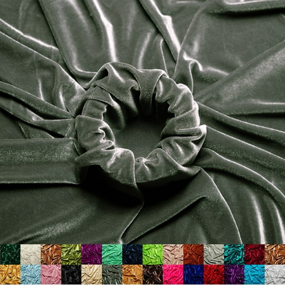 Ice Fabric Stretch Velvet Fabric by the Yard - 60" Wide Soft Stretchy Fabric for Sewing Clothes, Apparel, Costume, Crafts - 90% Polyester 10% Spandex - Charcoal - 1 Yard