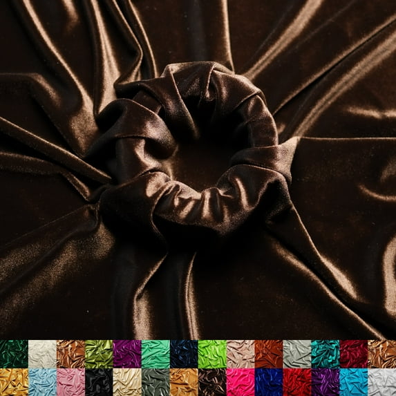 Ice Fabric Stretch Velvet Fabric by the Yard - 60" Wide Soft Stretchy Fabric for Sewing Clothes, Apparel, Costume, Crafts - 90% Polyester 10% Spandex - Chocolate - 2 Yards