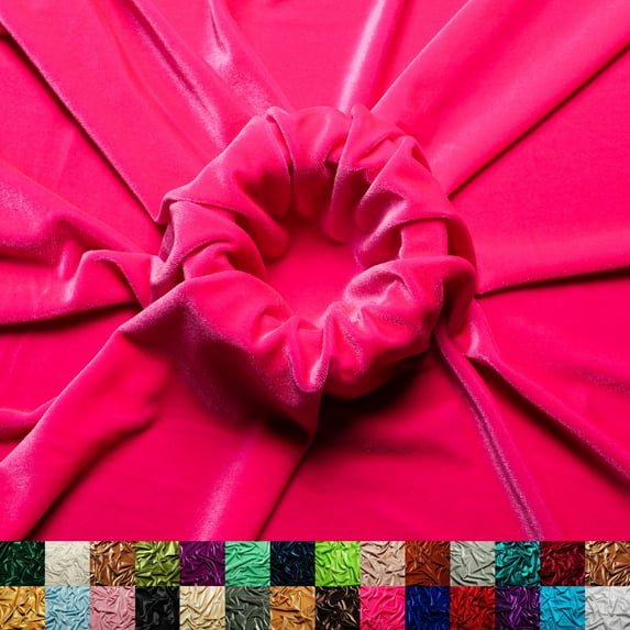 Ice Fabric Stretch Velvet Fabric by the Yard - 60" Wide Soft Stretchy Fabric for Sewing Clothes, Apparel, Costume, Crafts - 90% Polyester 10% Spandex - Hot Pink - 20 Yards