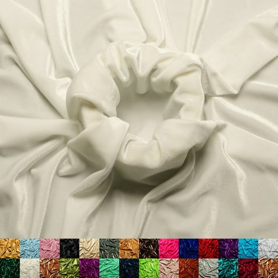 Ice Fabric Stretch Velvet Fabric by the Yard - 60" Wide Soft Stretchy Fabric for Sewing Clothes, Apparel, Costume, Crafts - 90% Polyester 10% Spandex - Ivory - 50 Yards