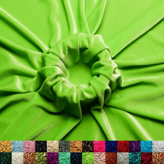 Ice Fabric Stretch Velvet Fabric by the Yard - 60" Wide Soft Stretchy Fabric for Sewing Clothes, Apparel, Costume, Crafts - 90% Polyester 10% Spandex - Lime Green - 20 Yards